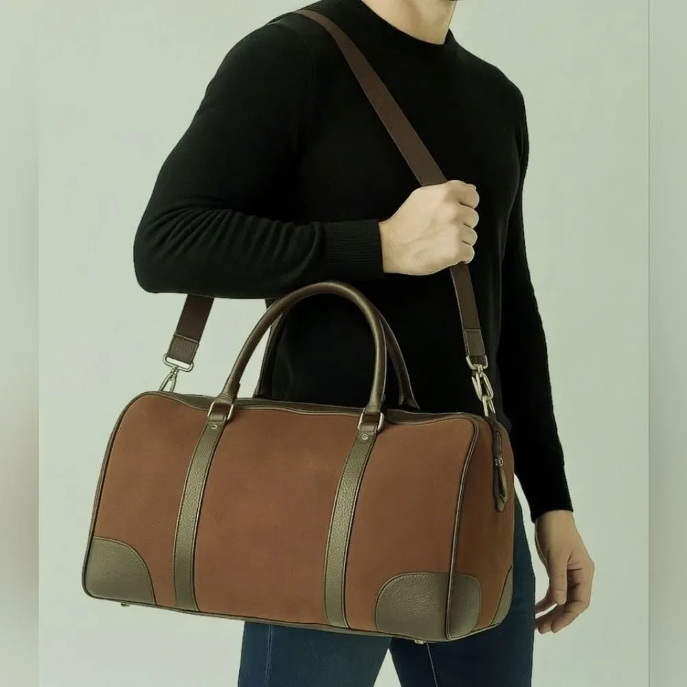 Marlboro Guts- Grit Gear RARE Leather Brown Suede Large Duffel/Travel Bag